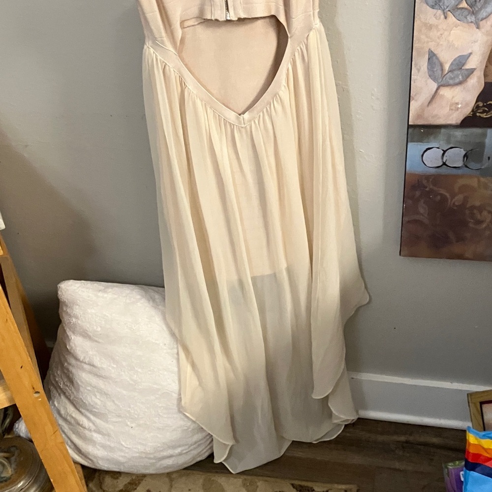 bebe Cream High Low Dress Sexy Fabulous Style Never Worn!!❤️ S Prom Formals - Picture 12 of 15